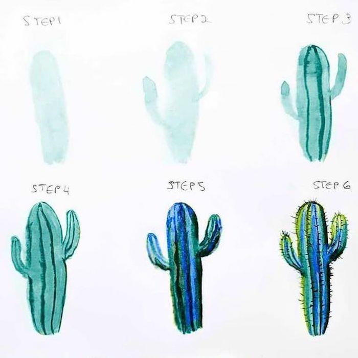 krok za krokom, návod na kutilstvo, kreslenie obrázkov, ako nakresliť kaktus, biele pozadie