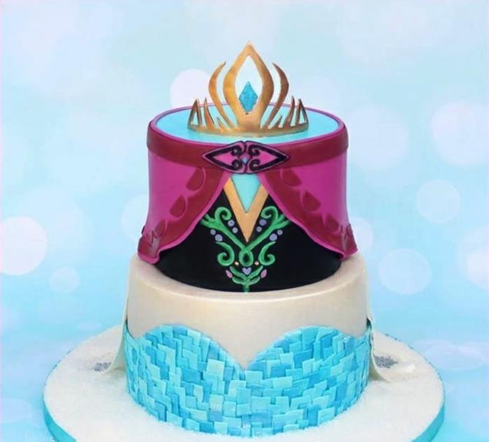 tårta-dekorera-födelsedag-tjej-drottning-av-snö-kakor-idéer-anna-och-elsa