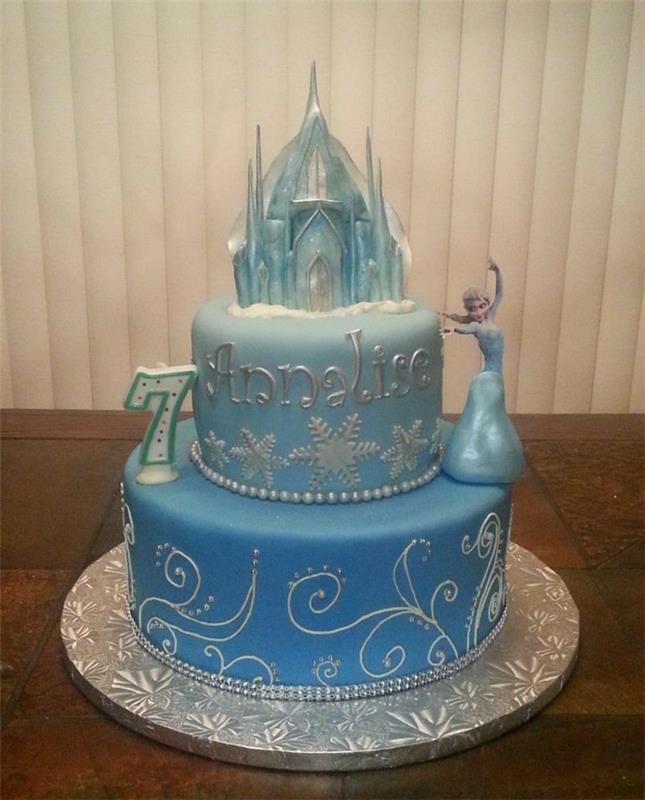 tårta-dekorera-födelsedag-flicka-snö drottning-kakor-idéer-blå