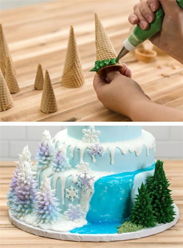 födelsedag-tårta-dekorera-idé-flicka-snö-drottning-kakor-idéer-hur-att-själv-själv
