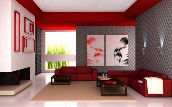 vuxen-sovrum-målning-idé-i-rött-vitt-och-grått