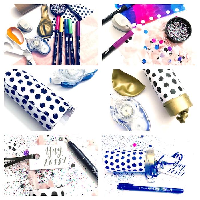 DIY konfetti kanoner handledning, DIY lätt toalettpappersrulle och ballong