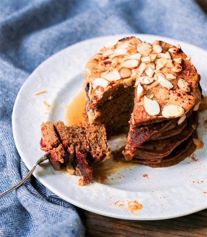 recept på glutenfria pannkakor utan laktos med kokosmjöl, kanel, melass och ingefära, pepparkaksrecept, hälsosam och snabb frukost till jul