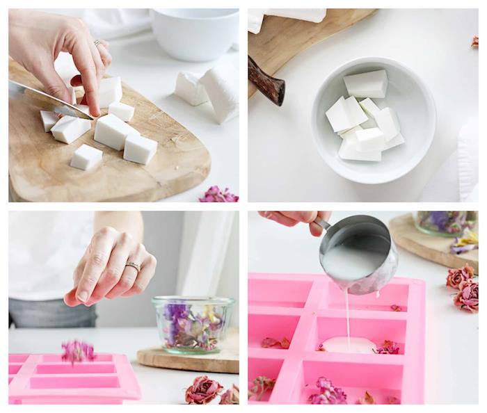 vyrobte si vlastné mydlo pomocou jednoduchého DIY s mydlom z kozieho mlieka a sušenými lupeňmi ruží