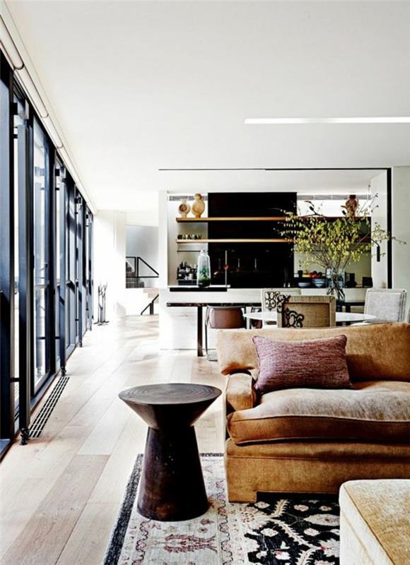 moderný-obývacia izba-nábytok-dekor-nápady-hnedá-sedačka-obývačka