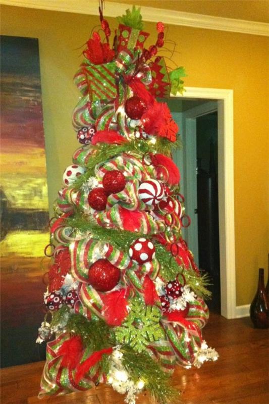 Vianočný stromček-zdobenie-nápad-pekne-pekne-červené