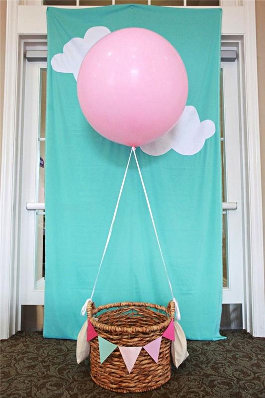 varmluftsballong för en första födelsedagsfotografering, 1 års födelsedagsdekoration på resetemat