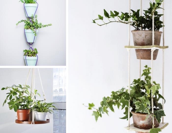 stödmodeller för inomhus hängande kruka, idé hur man hänger dina växter från taket eller väggen