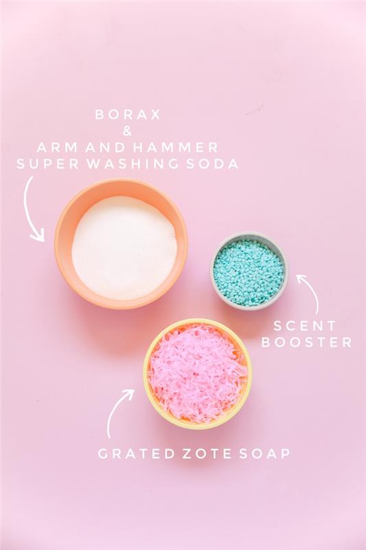 ingrediens idé att tvätta själv med borax och riven tvål och smakrecept DIY tvål
