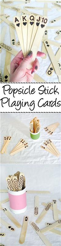 I stecchini di legno del gelato utilizzati come carte da gioco per bambini