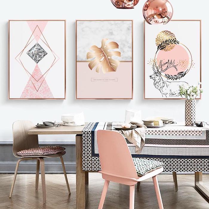 Dievčenská dekorácia práškovej ružovej farby staroružová farebná pohoda doma jedáleň ružové zlato