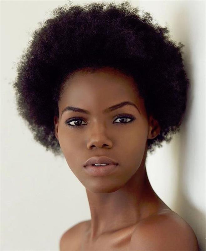 afro hår kort svart kvinna frisyr i vintage borste