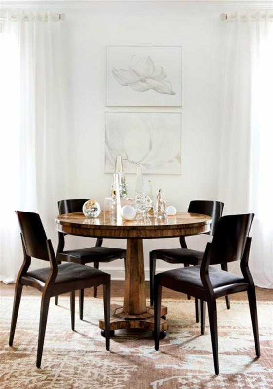 ايكيا - بتصميم دائري - طاولة خشبية - غرفة طعام - معاصرة - جميلة
