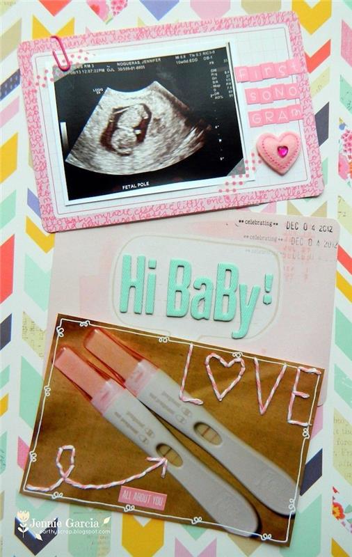 Baby fotoalbum, diy anteckningsbok med barnets första foton och testet, enkel designidé klippbok sida