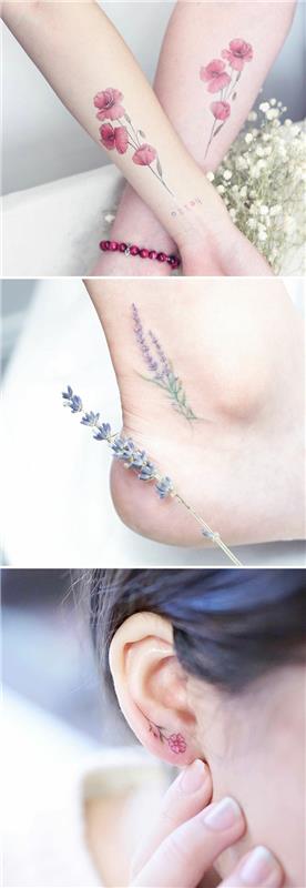 Fotografia nápady na tetovanie ženy na zápästí tetovanie krásnych farebných kvetov