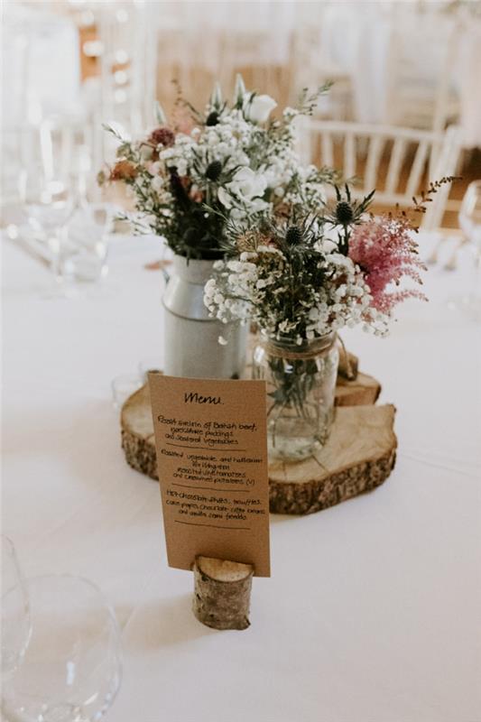 Country centerpiece blommor, romantisk stil rustika bröllopsblommor