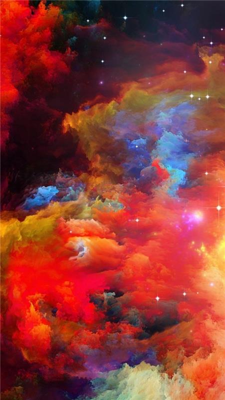 färgglada moln, natur iphone tapeter, massor av stjärnor, röda moln