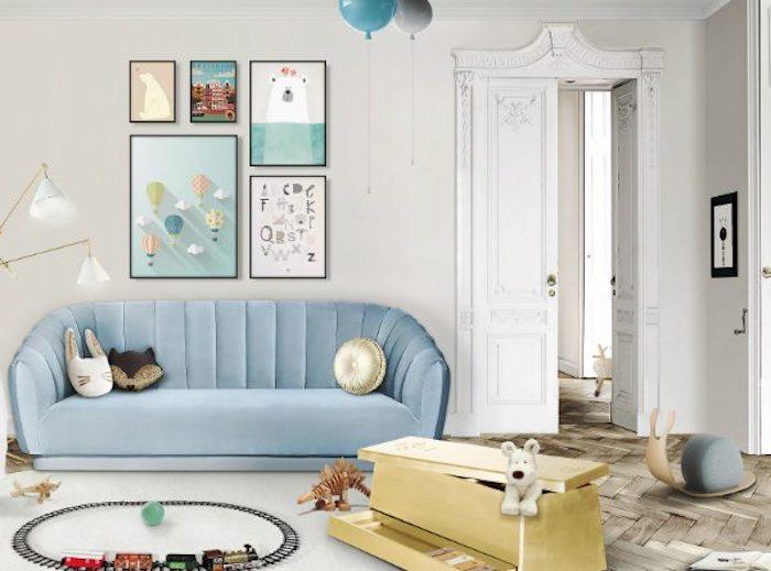 إلهام الطفل غرفة اللعب التخزين مجلس الوزراء لعبة جميلة الداخلية ضوء أزرق أريكة مربع للعب أفخم الكلب