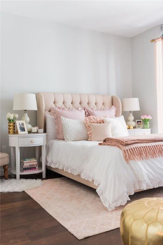 Prášková ružová farba ružová a biela spálňa dekorácia bytu ružová spálňa pre dospelých