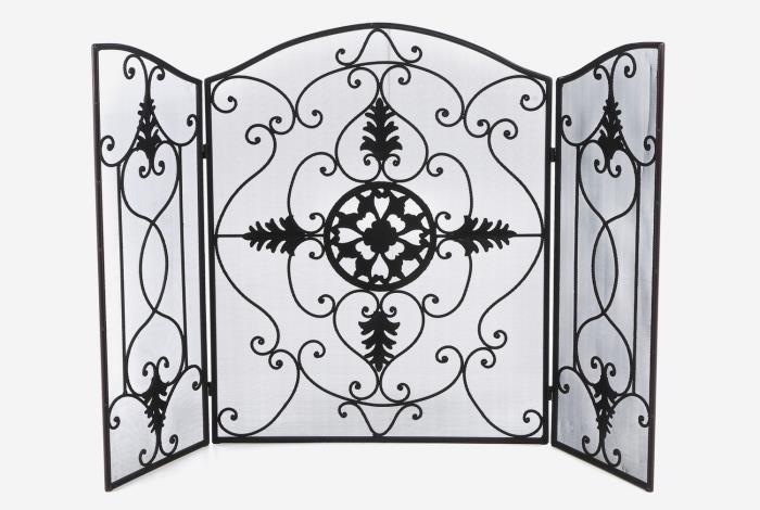 inredningsobjekt med smidesdörrar design med rullar och blommönster, idé om skapelse i järn för interiör