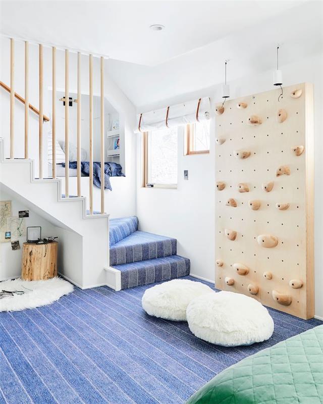 الأصلي الديكور الداخلي غرفة اللعب تخزين غرفة نوم فتاة إلهام السجاد الأزرق درج القراءة الزاوية في الحائط