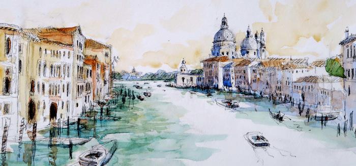 Skönheten i Venedig professionell teckning att göra, vacker teckning Venedig Italien, rita ett italienskt landskap