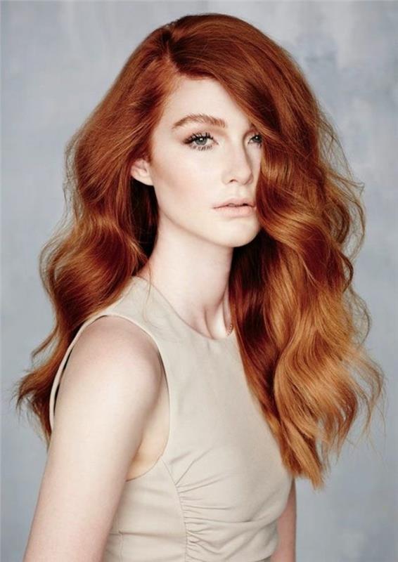 امرأة جميلة لون الشعر انعكاس أحمر طبيعة