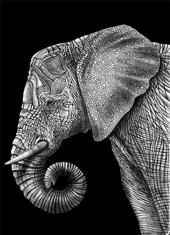 New York ritning idé svart vit tribal ritning svart och vitt enkel elefant vit penna svart papper ritning vacker