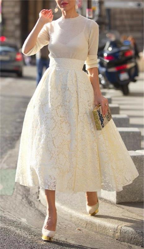 biela-čipka-sukňa-princezná-štýl-50-tych rokoch-veľkosť