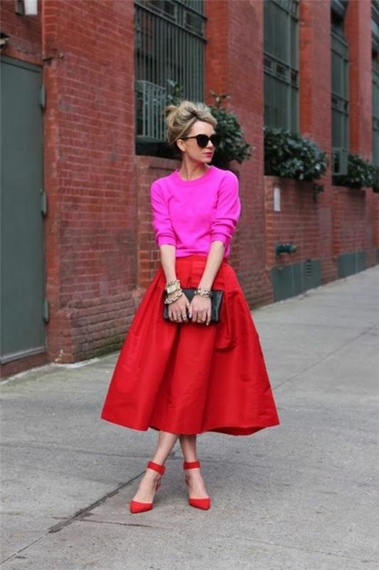 rozšírená sukňa-červená