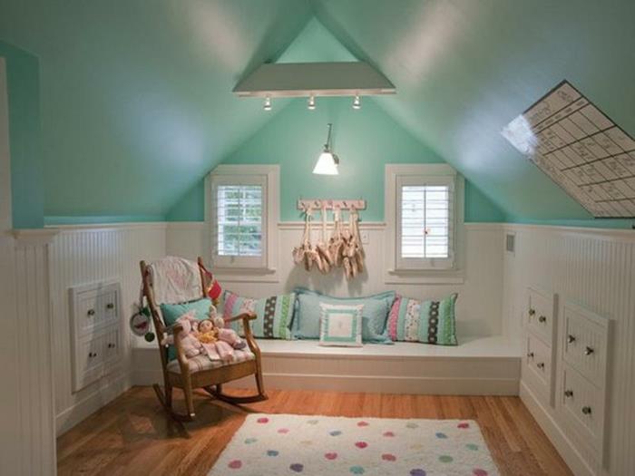 klasická akvamarínová modrá detská izba