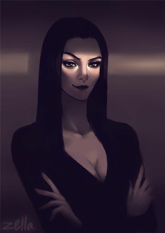 Addams släktnamn morticia addams familj värderar morticia målning