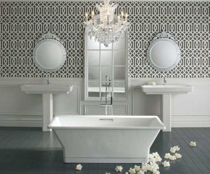 -originál-kúpeľňa-gobelín-luxusné-nápad-tapeta-zrkadlá-dvojité umývadlo