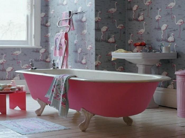 kúpeľňa-gobelín-originál-luxusný-nápad-plameniak-ružový