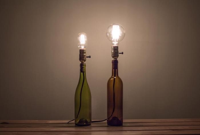 hur man gör en sänglampa, DIY -projekt med glasflaska och elektrisk lampa