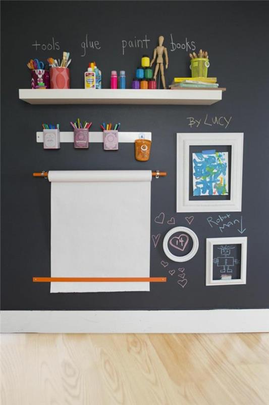 tabuľa-kuchyňa-čierna-bridlica-interiér-stena-dekorácia-detská izba