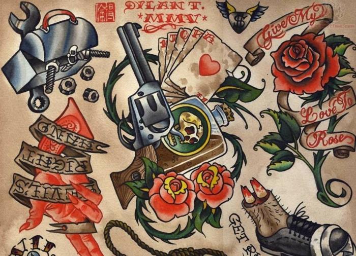 Krásne tetovanie na celú pažu old school rockabilly tetovací model pásavca