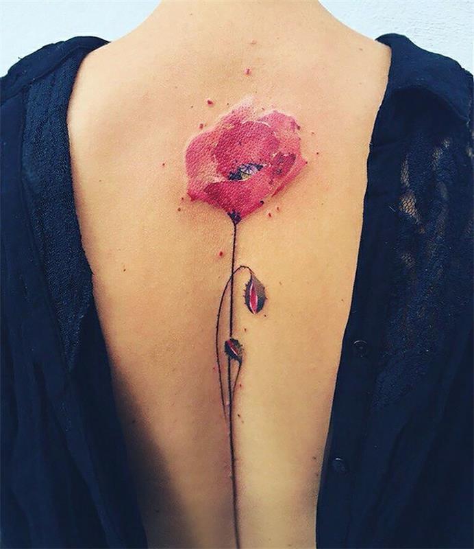 Atypické tetovanie s nekonečnom, nápad na tetovanie na zápästie ženy, originálna tetovanie s inšpiráciou pre tetovanie na chrbte a farebný kvet