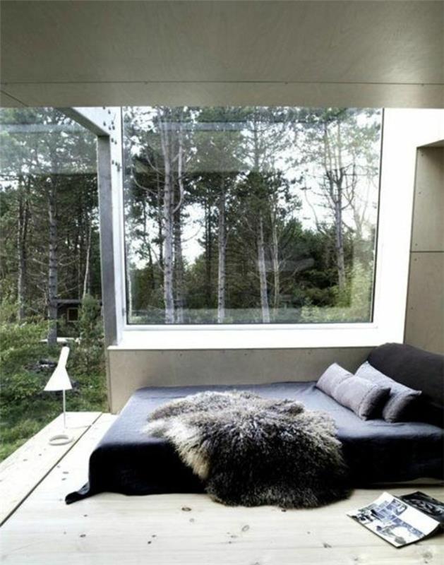 رخيصة-تصميم-سرير-ضوء-أرضية-خشبية-جدار-مع-نوافذ-نوافذ كبيرة-غرفة نوم-المطابقة