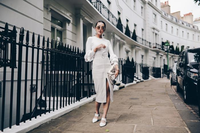 فستان سهرة أنيق ممتاز للنساء لارتداء ملابس بيضاء أنيقة في لندن