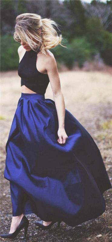 lång kjol-bär-blå