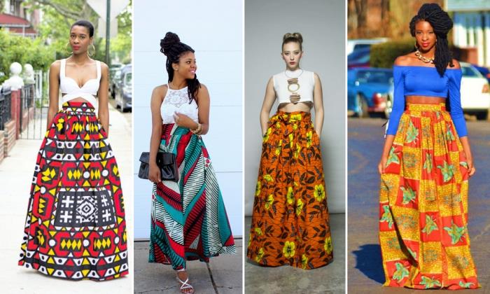 كيفية ارتداء الملابس الأفريقية للنساء في الصيف بطريقة أنيقة وعصرية ، أفكار حول الإطلالات في التنورة الطويلة العرقية بطبعات الشمع الملونة