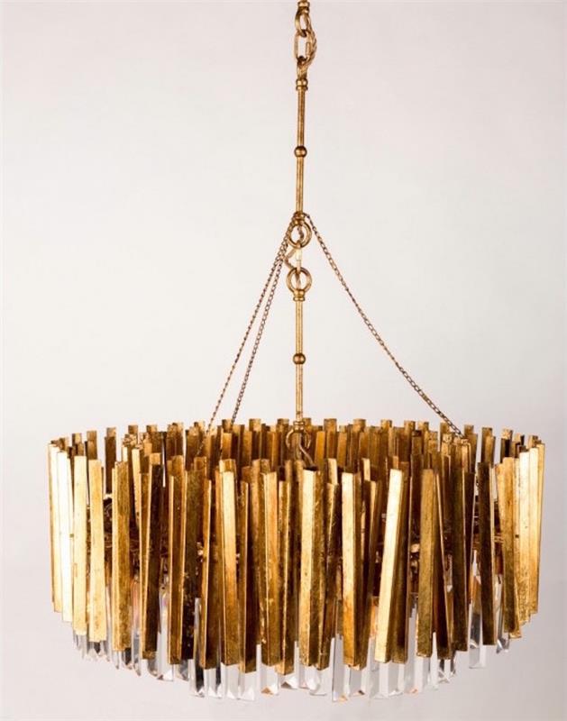 شمعدان ذهبي فاخر ، ثريا ذهبية نموذج تصميم أرتيكس دائري ، أثاث مغطى بالذهب