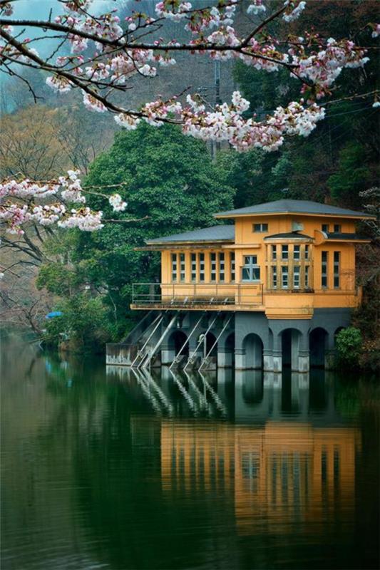 japonský dom pri jazere