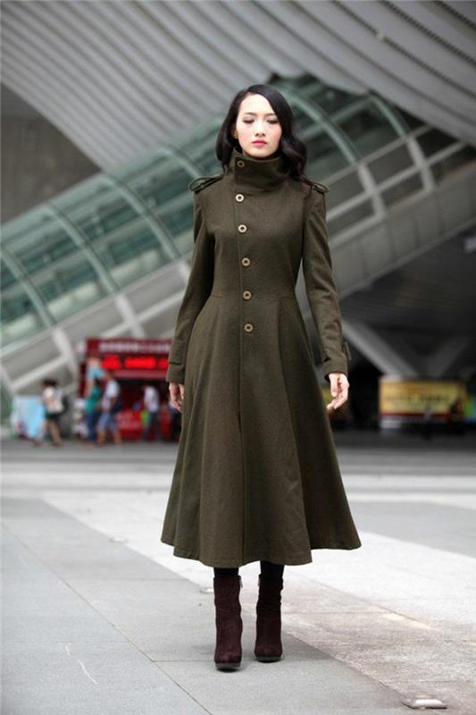dlhý kabát-žena-zelená-módna-trendy-2015