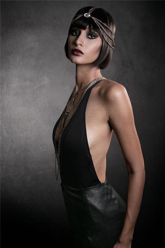 20s frisyr fyrkantigt skål smällar cleopatra smycken huvud pin up