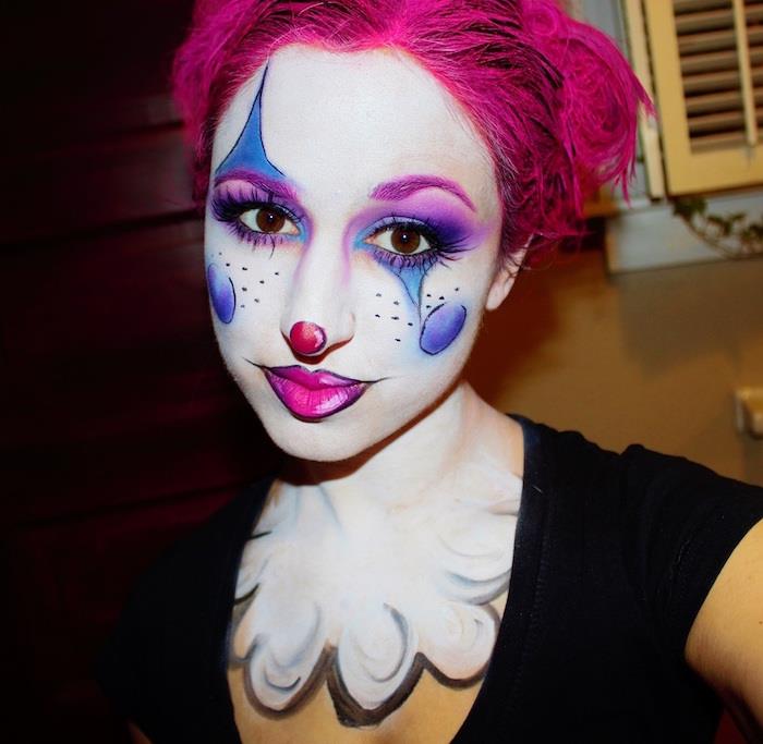 kvinnlig clown makeup för fest