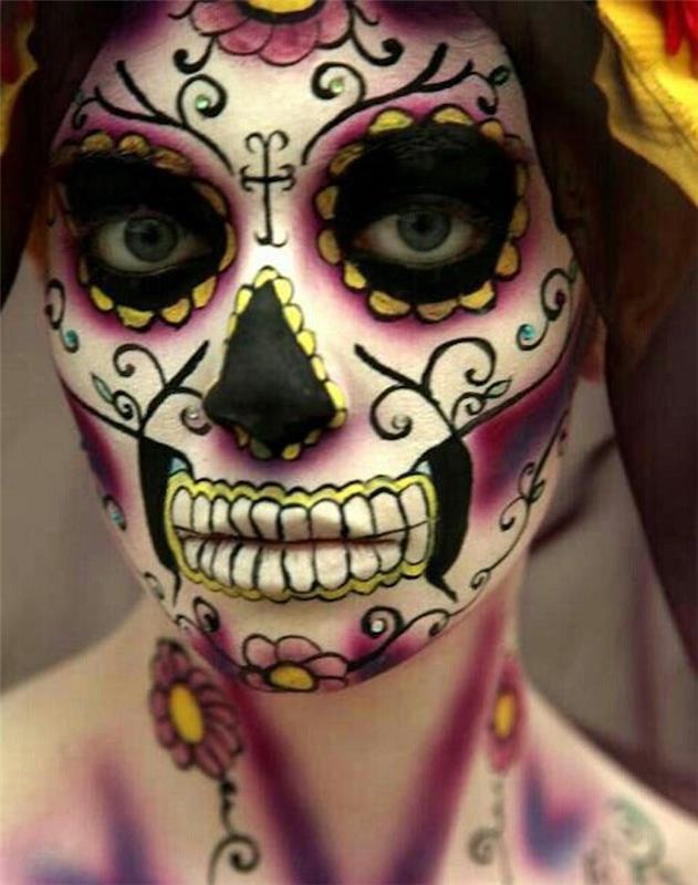 dia de los muertos color skull makeup calavera party