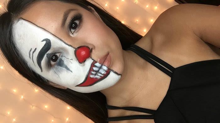 dubbelsidig clown kvinna smink