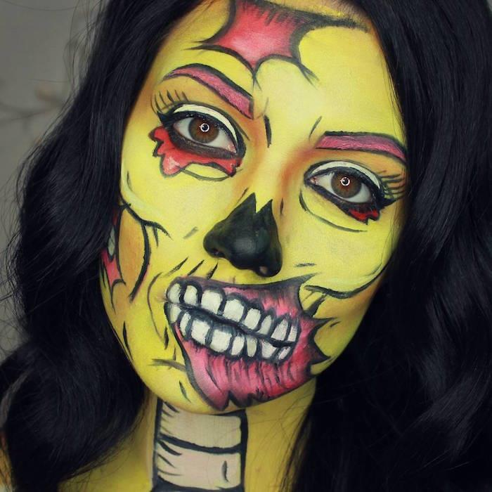 Makeup kvinna halloween skräck calavera färger